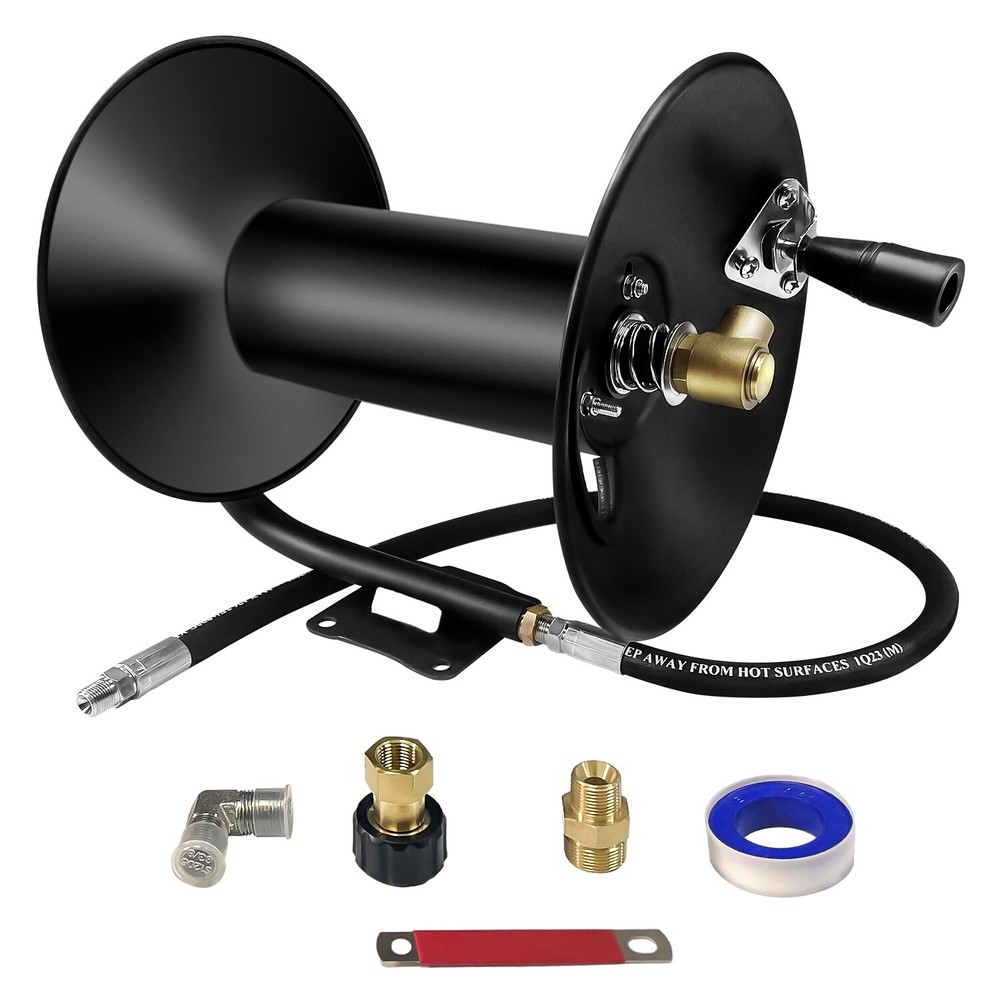 4000 PSI 3/8″ x 100′ Hose Reel for High Pressure Power Washer and Sewer Jetter