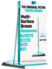 Petme Tender Magic Broom Squeegee Dog Pet Hair 45 inches, Silver Blue