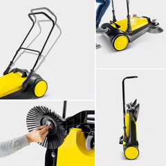 S 6 Twin Outdoor Hand Push Walk-Behind Floor Sweeper – 10 Gal. Capacity