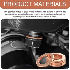 15PCS Oil Drain Plug Gasket, Oil Plug Washer, 14mm Copper Crush Washer Oil Se…