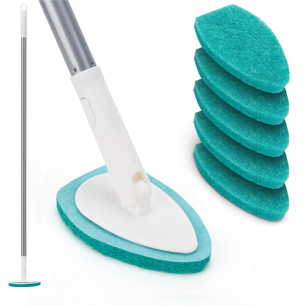 Shower Scrubber with Long Handle, 47” handle, Green