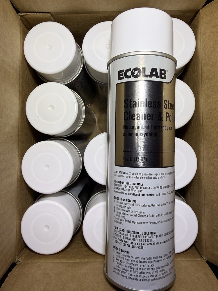 X12 ECOLAB STAINLESS STEEL INDUSTRIAL SPRAY, 12 17oz CANS (1 CASE)