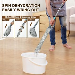 Kickleen Self Wringing Mop – Easy Squeeze Twist, with 52.5 Inch Gray001