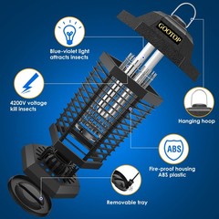 GOOTOP Bug Zapper Outdoor, Mosquito Zapper, 3 Prong Plug in Large, BLACK