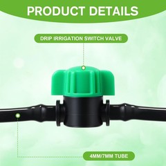 Innconee 50 Pcs 1/4 Inch Barbed Shut off Valve Drip Irrigation Tubing Green