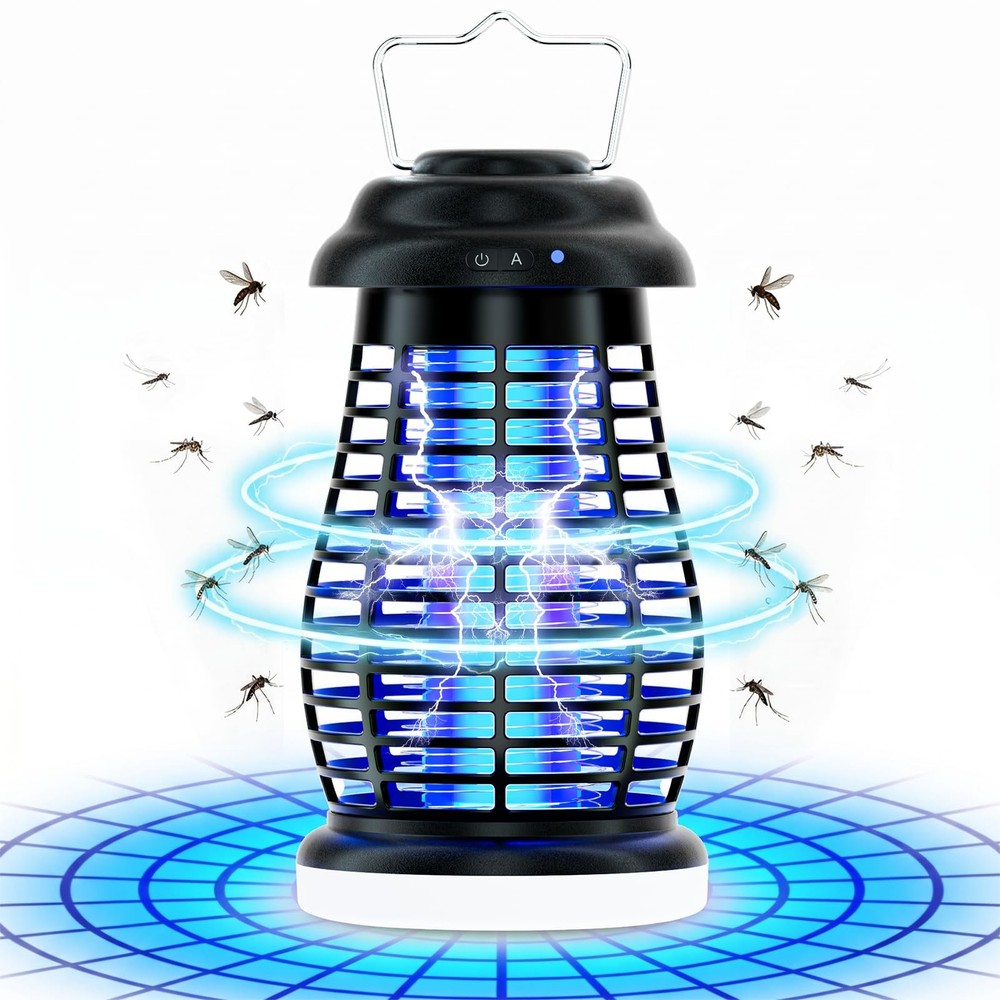 Cordless Bug Zapper Outdoor, 4200V Electric Mosquito Zapper, Fly Trap, Black