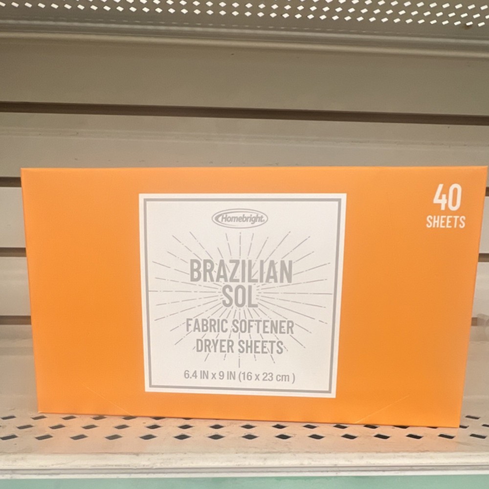 Homebright Brazilian Sol Fabric Softener Dryer Sheets 40 Count 6.4×9 in