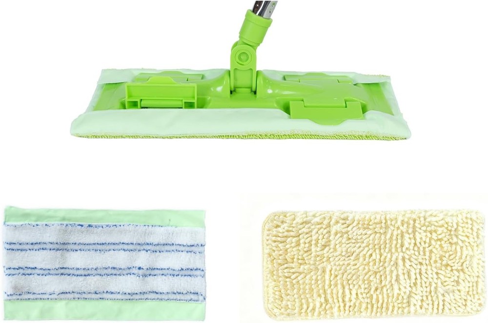 Wet and Dry Flat Mop Head, Super Firm Clip on Pads, 2 Washable