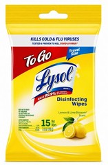 8x Lysol To Go Travel Size Disinfecting Wipes Lemon & Lime Blossom 15 Count
