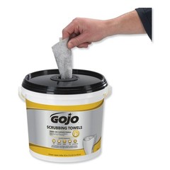 GOJO 639802 Hand Cleaning Scrubbing Towels – Orange Scent/Wht/Yellow (2/CT) New