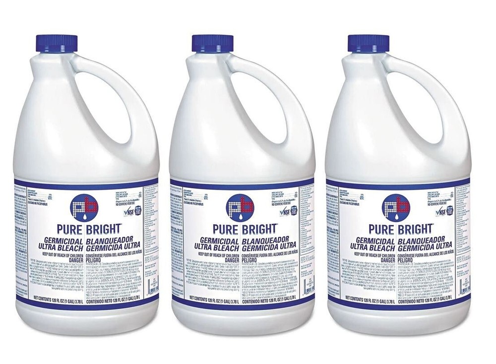 3 Pack, KIK Pure Bright Ultra Bleach 1 Gal Jug, Liquid, Unscented – KIKBLEACH3