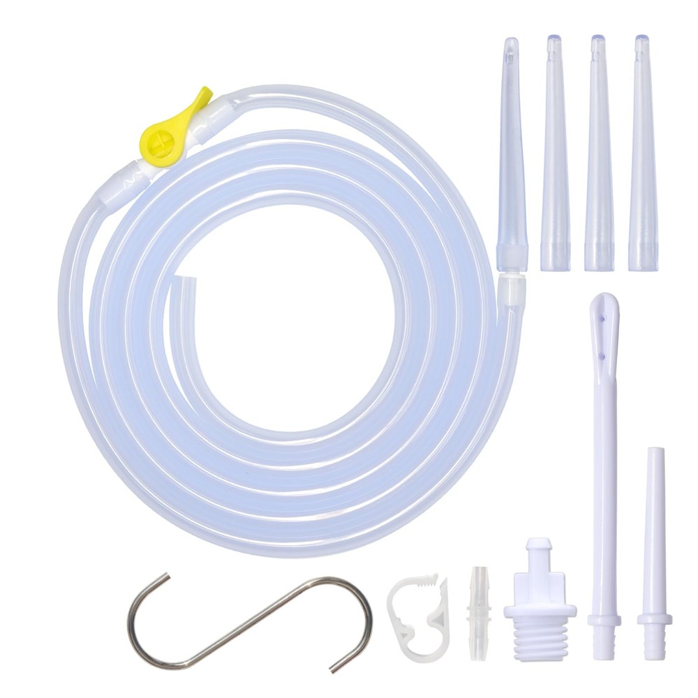 Enema Kit Replacement Part – 6.6ft Silicone Hose With 6 Tips, Clear