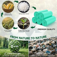 3 Gallon Trash Bag Bathroom Green-Unscented – Small Kitchen Mini Garbage Bags…