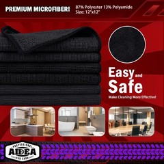 AIDEA Microfiber Cleaning Cloth Black 20PK, Towels for