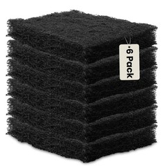 6 Pack Heavy Duty Scouring Pads 6×4 Inch Reusable Cleaning Scrub Pads Black