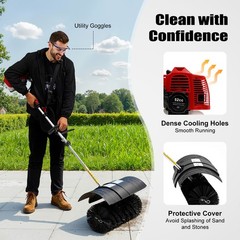 52cc Gas Power Hand Held Sweeper Broom Driveway Turf Artificial Grass Snow Clean