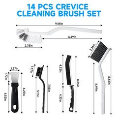 14Pcs Crevice Cleaning Brush Set, V Shape Grout Cleaner for Deep Black