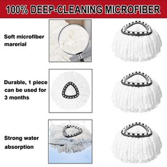 8 Pack Spin Mop Replacement Heads, 100% Microfiber 8Pack, White