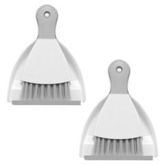 NACENA Mini Dustpan and Brush Set 2 Pack, Small Broom 2 packs, White Grey