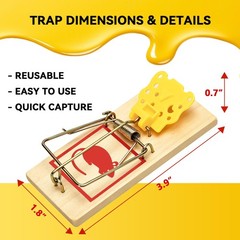 LULUCATCH Mouse Traps,12 Pack Classic Plastic Pedal Snap 12 Pack, Wood Color
