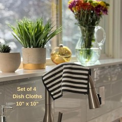 Severn Dish Cloths for Washing 10 inches by 10 inches, Dark Gray + White