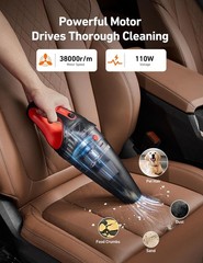 Cordless Car Vacuum: 7500Pa Suction, 6000mAh Battery, LED Light