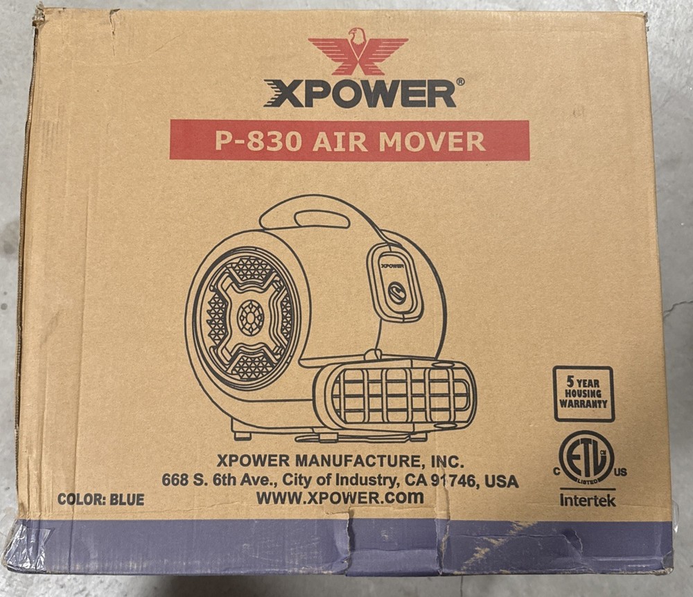 XPOWER P-830, 1 HP, 3600 CFM Air Mover Commercial Carpet Dryer Floor Fan Blower