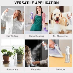 Bealee Spray Bottle For Hair, Continuous Mister Empty Black & White, 2 Pack