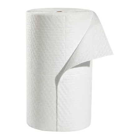 Pig Mat4107 Sorbent Pad, 40 Gal, 32 In X 150 Ft, Oil, White, Polypropylene