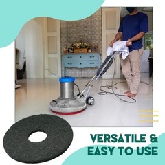 12″ Black Scrubbing Pads for Floor Buffers – Non-Woven Cleaning Pads, 2 Pack