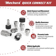3/8″ Pressure Washer Quick Connect Kit, M22-14mm Swivel Fitting, 3/8″ Adapter…