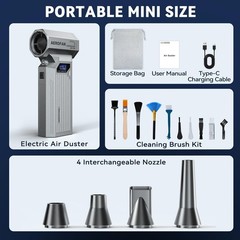 Compressed Air Duster – 160,000RPM Electronic Air Duster with LED Light, 4-Ge…