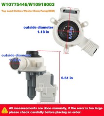 W10919003 W10775446 Washer Drain Pump Compatible With W10919003, White