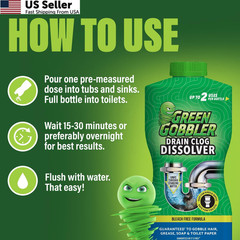 Green Gobbler Drain Clog Dissolver | Powerful Liquid 2 Count (Pack of 1)