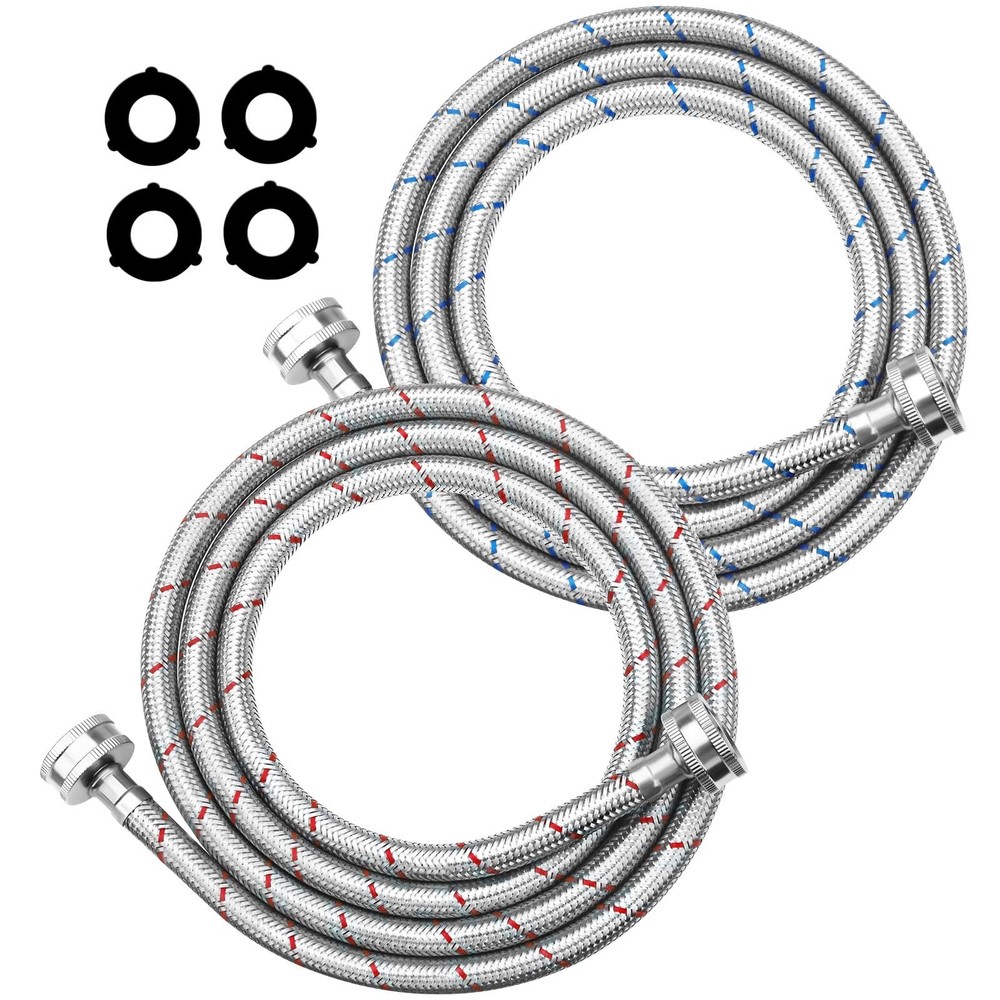 6Ft Stainless Steel Washing Machine Hose by Puxyblue for All 6ft, Silver