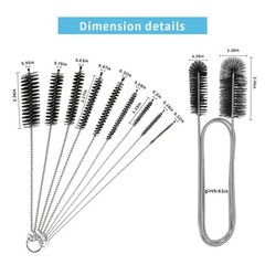 10PCS Flexible Drain Brush Straw Cleaner 10.24*3.15*1.57inch, Black