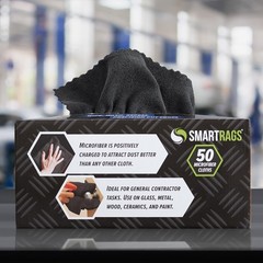 Arkwright Smart Rags Microfiber Cleaning Cloths, Pack of 50 12 x 12 in, Black