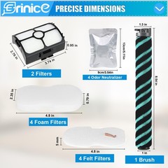 Erinice 12 Pack Hz4002 Brush Roller Filter Replacement Part For Shark