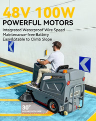 50.4″ Ride-on Floor Sweeper Industrial Machine 26.5 Gallon Dustbin 92600 Sqft/h