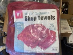 HFT 14” x 13” Mechanic’s Shop Towels – 25 Pack – Red – Machine Washable LV