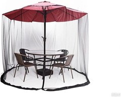 6FT/9FT/11FT Patio Umbrella Mosquito Netting with Zipper Door, Polyester Mesh –