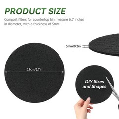 Charcoal Filters for Compost Bucket, 12 Pack 6.7 inch, Black 12-Pack