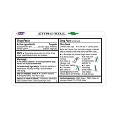 Sting-kill First Aid Anesthetic Swabs, Instant Pain + Itch Relief from Bee…