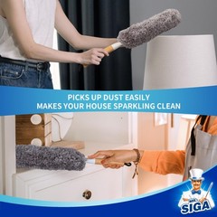 Mr.Siga Lint Microfiber Duster Washable And Reusable Duster Bamboo Handle And