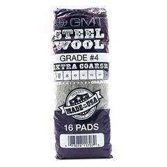 GMT Steel Wool #4 Coarsest Grade Hand Pads; Pack of 16 Pads (117007)