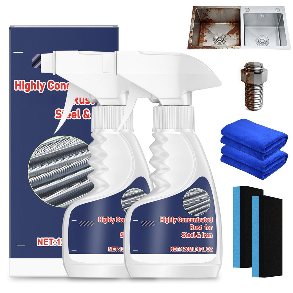 2Pcs Meigline Rust Remover, Highly Concentrated Rust Remover for Metal, Rust