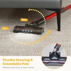 Olixis Cordless Vacuum Cleaner Flexible Pole3 Brush Heads Lightweight Wireless
