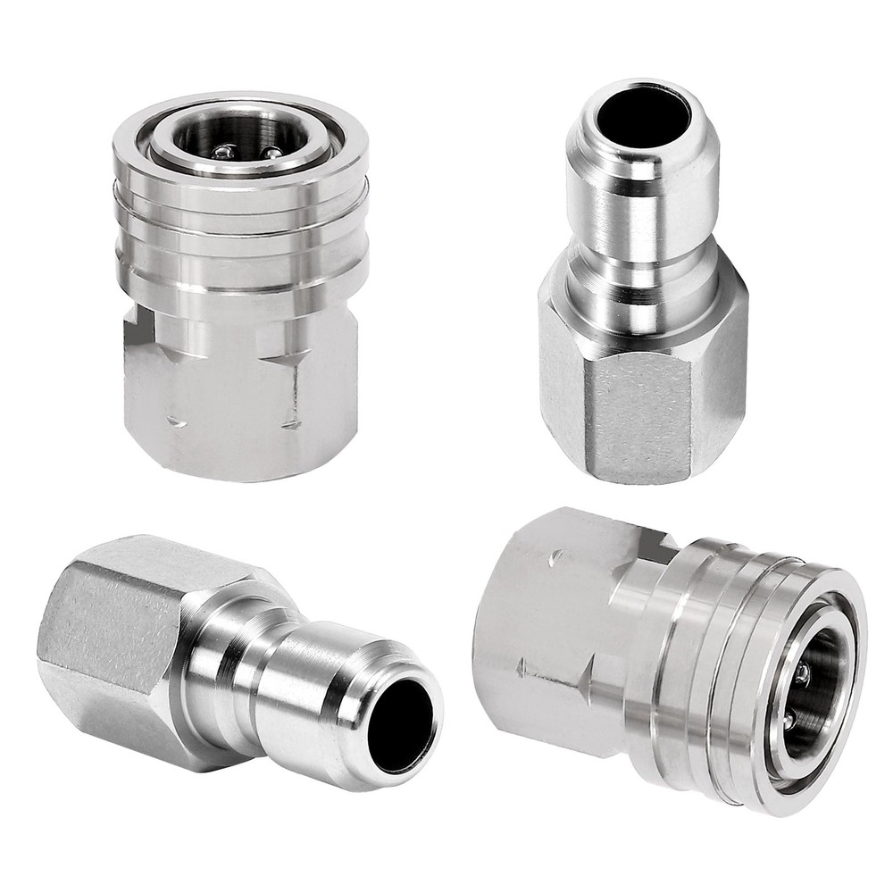 M MINGLE Ball Valve Pressure Washer Adapter, 2 Sets 3/8 Inch 1.6 inch, Silver