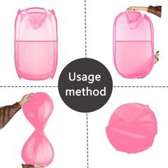 Buyongwant Collapsible Pop Up Laundry Hamper, Extra Large, 2P Black+Pink