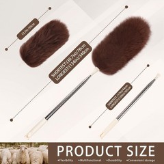 Ihufeather Extendable Lambswool Duster Stainless Steel Handle 133 Removable